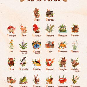 Affiche abécédaire illustré de la forêt