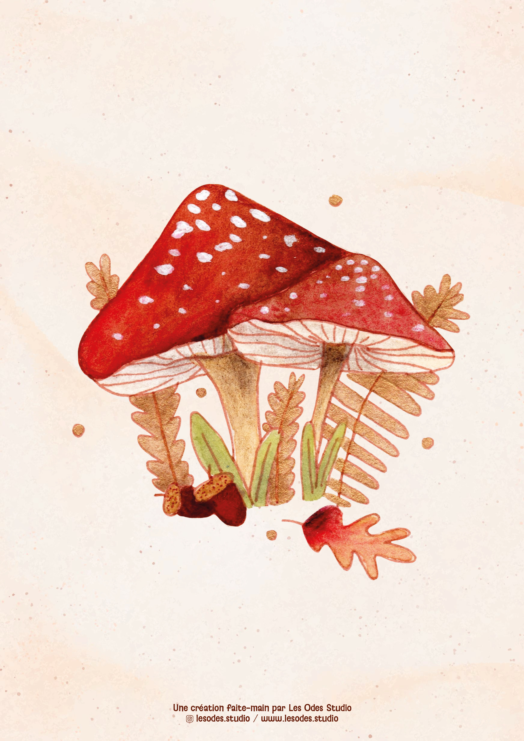 Illustration de champignons à l'aquarelle