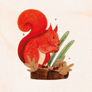 Illustration d'un écureuil à l''aquarelle