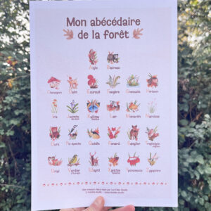 Photo d'un abécédaire de la forêt illustré