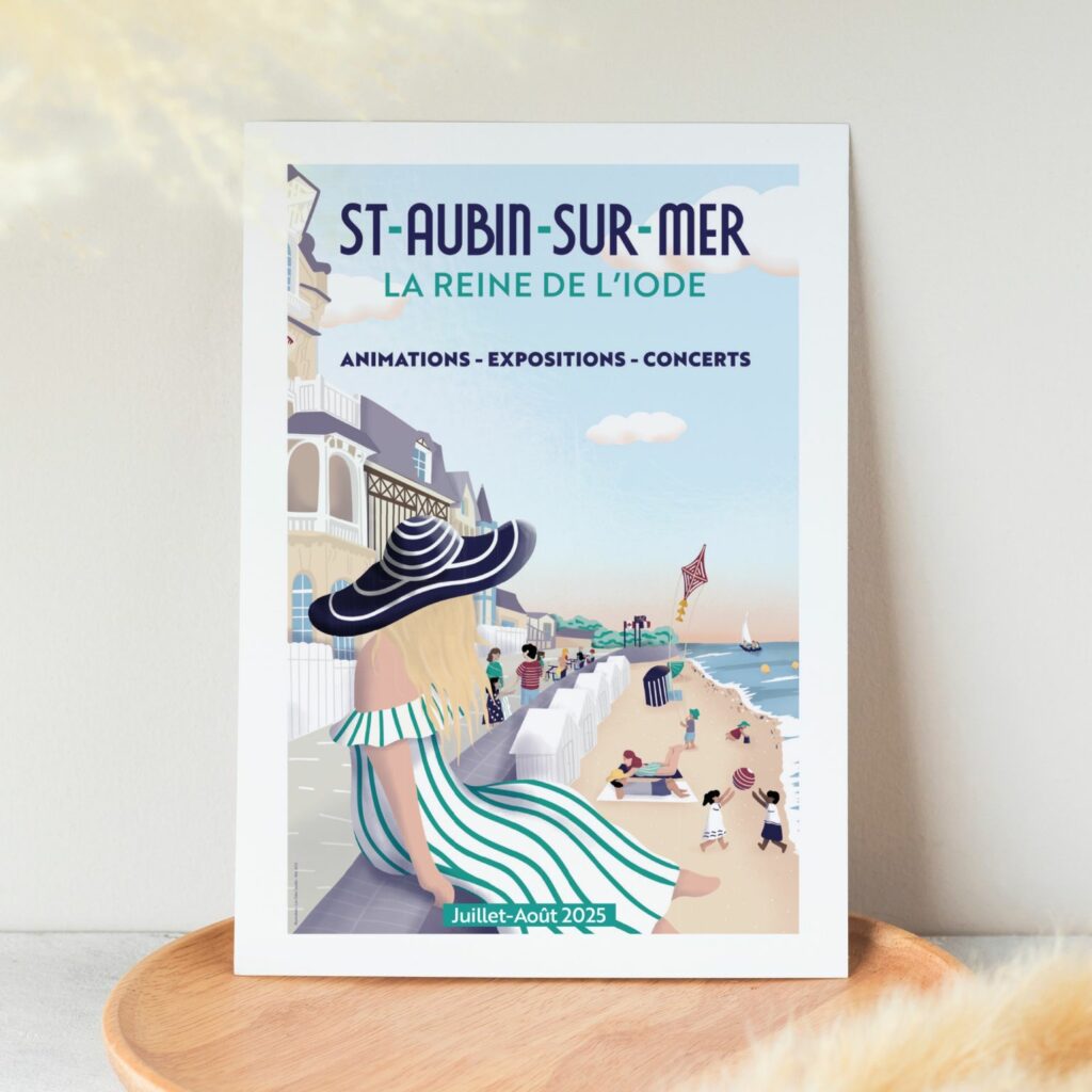 Photo d'une affiche illustrée de Saint-Aubin-sur-Mer