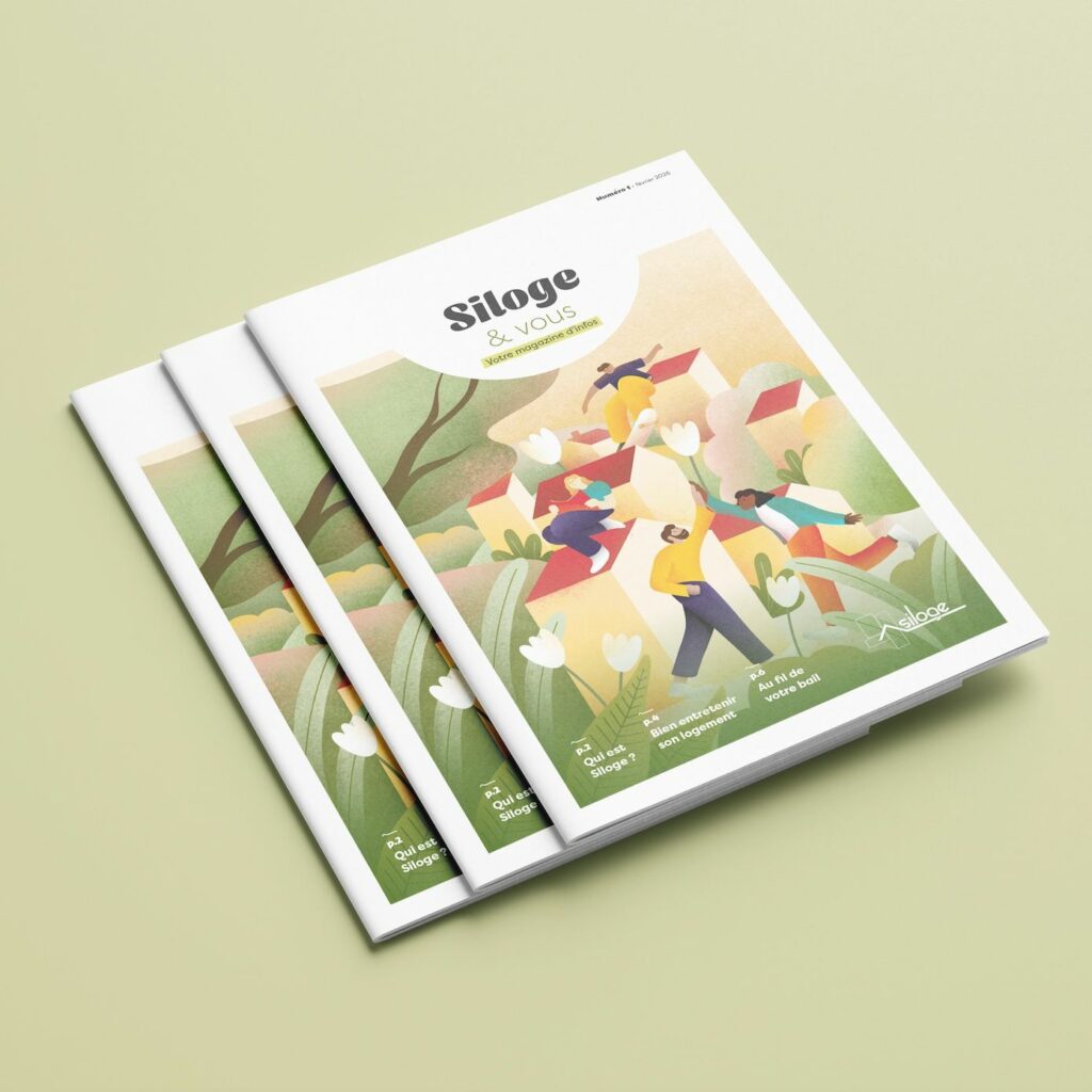 Photo de la couverture de magazines avec une illustration